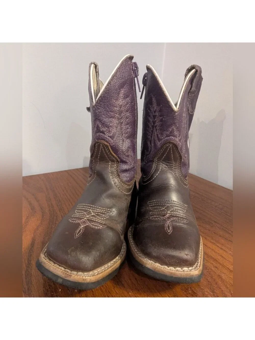 Cowgirl Boots Caballo Dorado Western boots Kids Sz 10 purple & brown leather